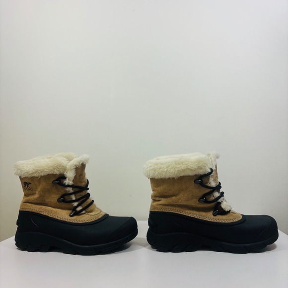 Sorel Snow Angel Tan Leather Rubber Faux Fur Winter Boots NL1810-234 Women Sz 6 - Picture 4 of 10